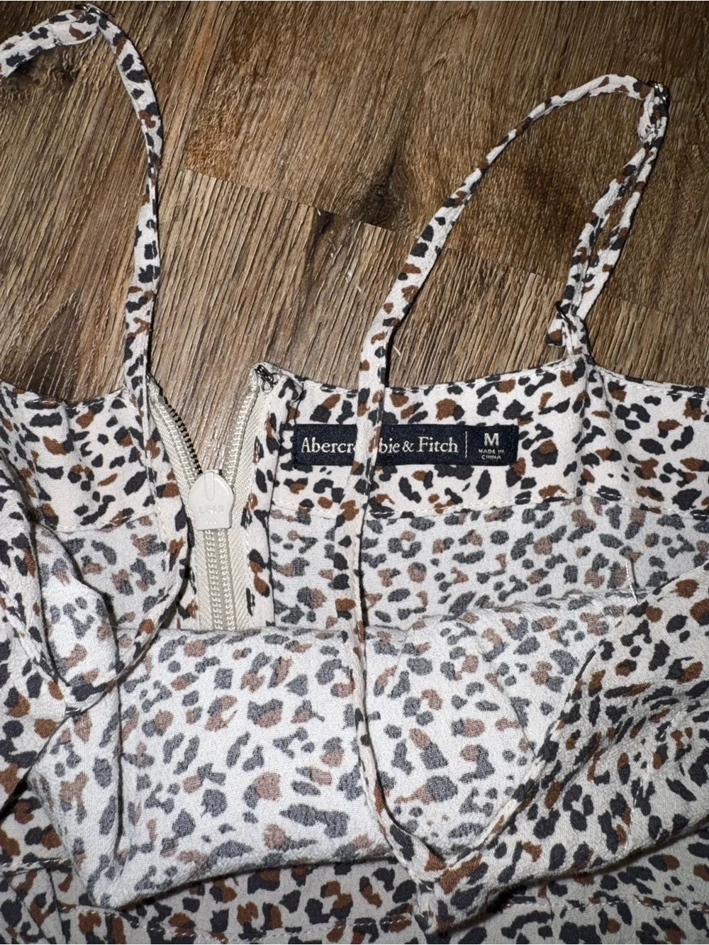 Abercrombie & Fitch Beige Leopard Print Tie-Waist Mini Dress